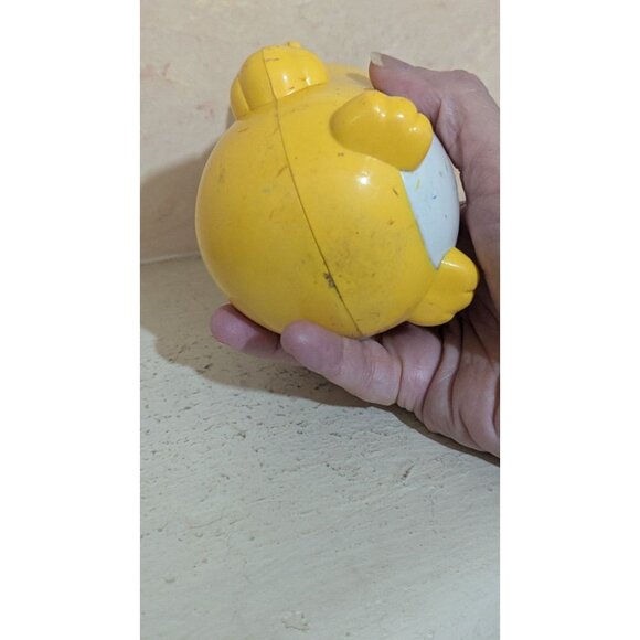 Vintage Yellow Bear Roly-Poly Musical Toy With Red Bow Tie retro - Picture 8 of 8